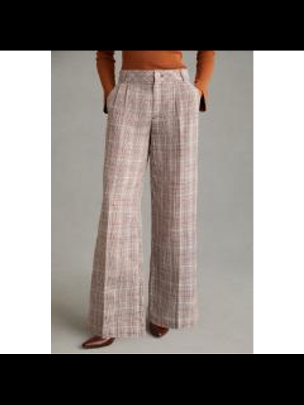 Maeve Anthropologie Plaid Wide Leg Pants Brown Trouser Size 8